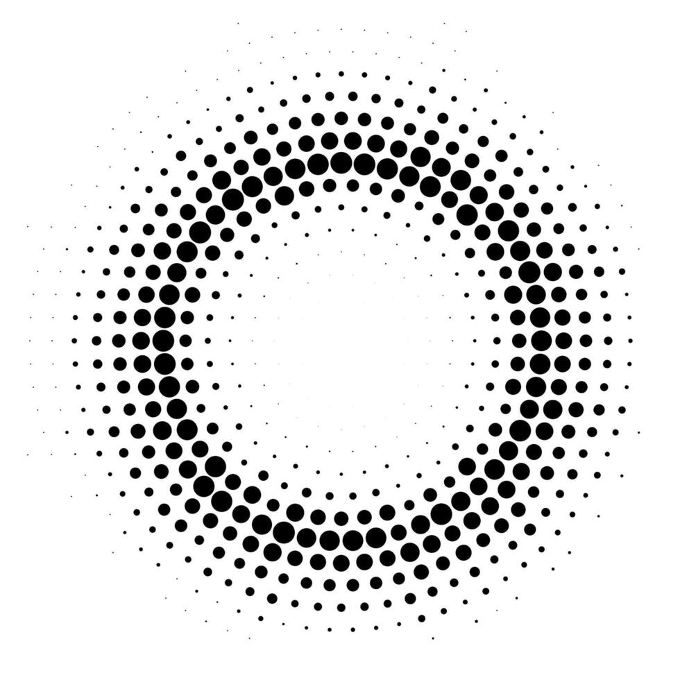 halftone circle with text. Round dotted design element for banners vector