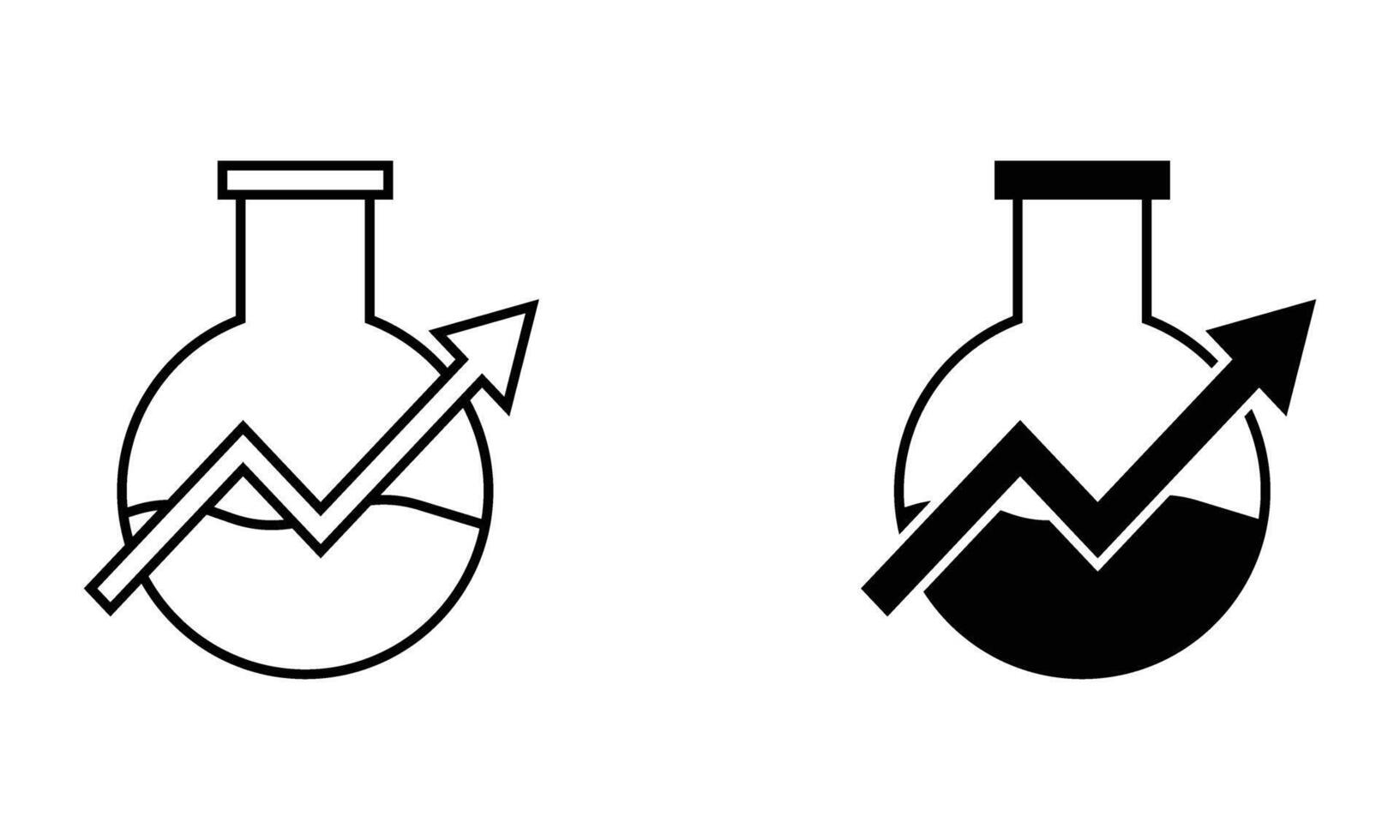 round bottom flask with increased arrow icon vector