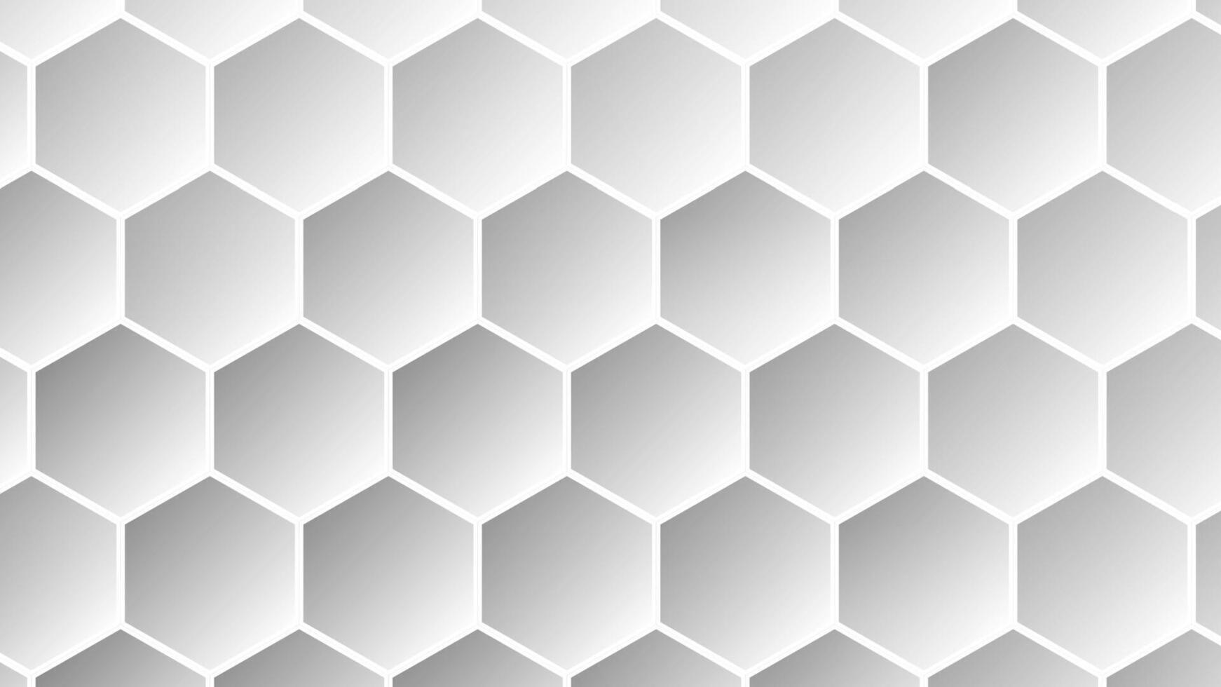 Abstract Hexagonal Geometric Pattern Background in Black White and Gray Shades Honeycomb Structure vector