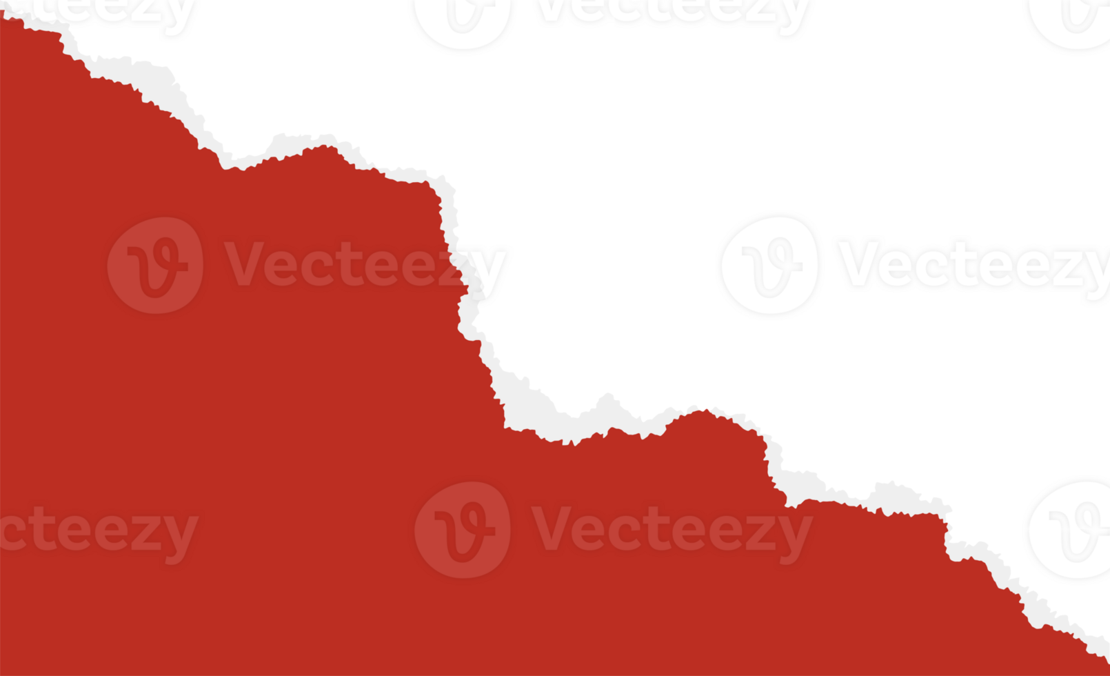 Ragged red torn paper edges. Piece of notebook sheet. Collage and scrapbooking element with rough texture. Retro template style. Realistic patch cutout. png