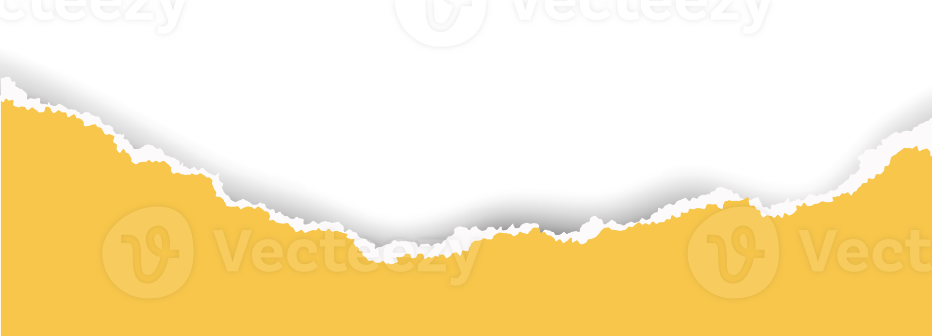 Ripped yellow paper with torn edge. Piece of teared sheet for frame, header and template design. Textured cutout shape for banner and collage. Rough stripe for scrapbooking png