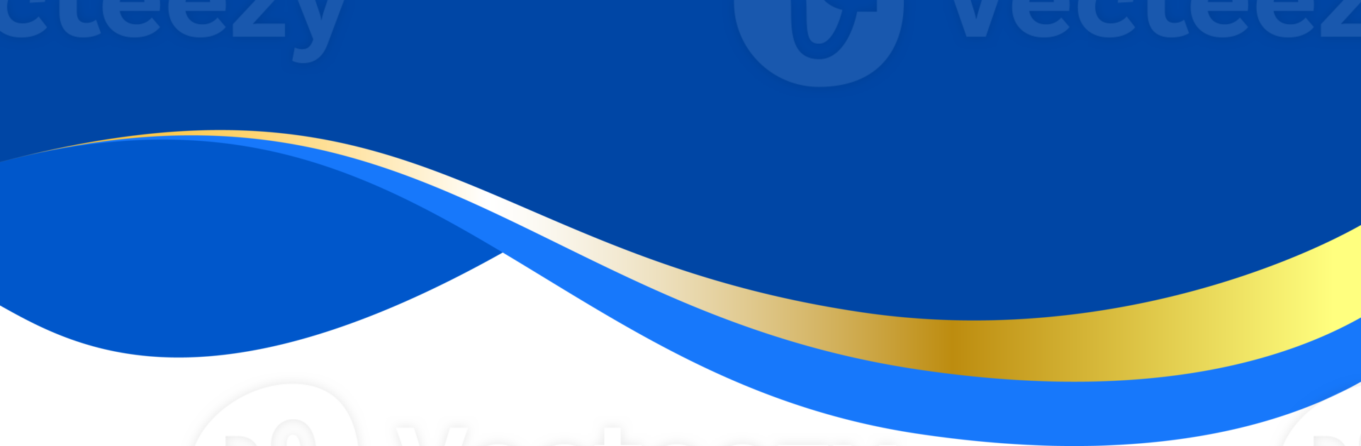 Border shape for banner design. Blue header section with golden line. Abstract bottom for web page. Wavy horizontal separator. Curved divider template png