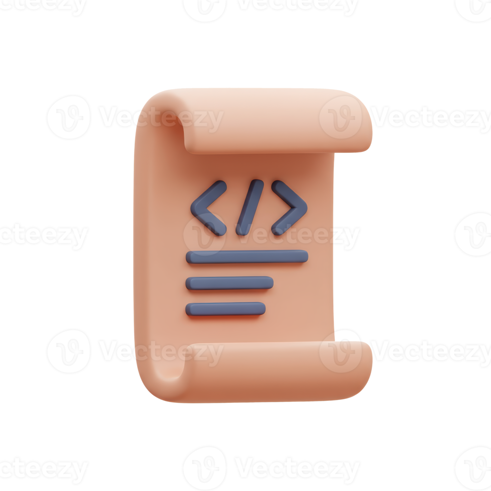 3d icono de un codificación documento o programación Desplazarse símbolo png
