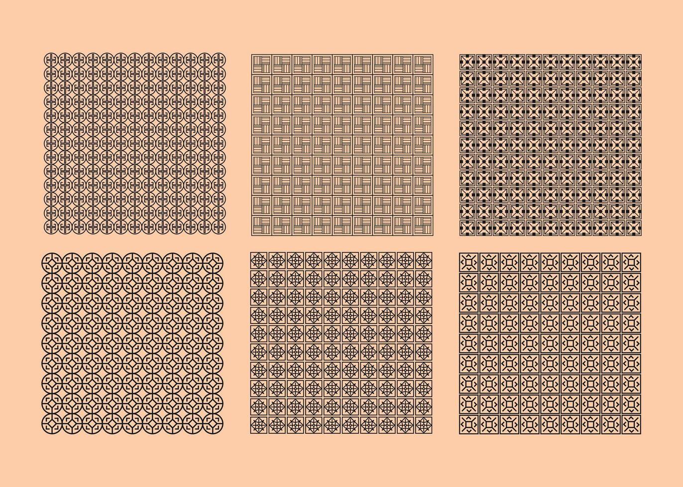 Vintage seamless old paper texture set with brown fabric-like patterns and textured canvas surface vector