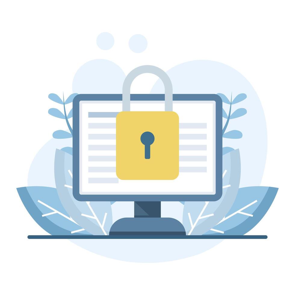 illustration showing secure encryption of sensitive data, safeguarding against unauthorized access and maintaining confidentiality for digital security and IT solutions. vector