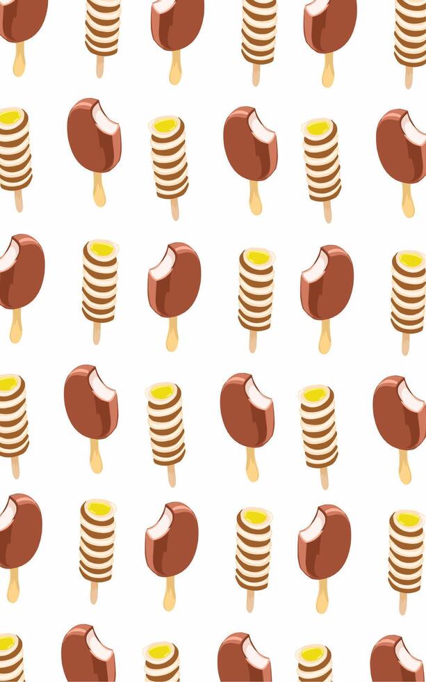 Pattern of various ice cream popsicles vector
