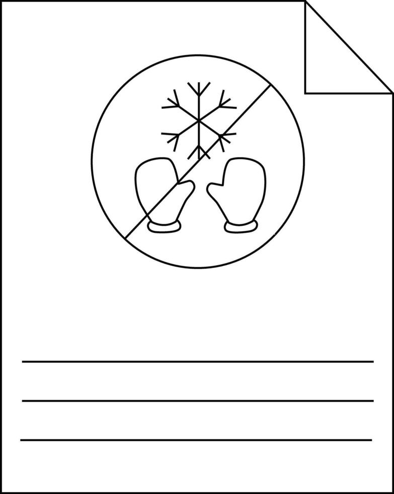 A sheet with a no snow sign and 3 blank lines for writing vector