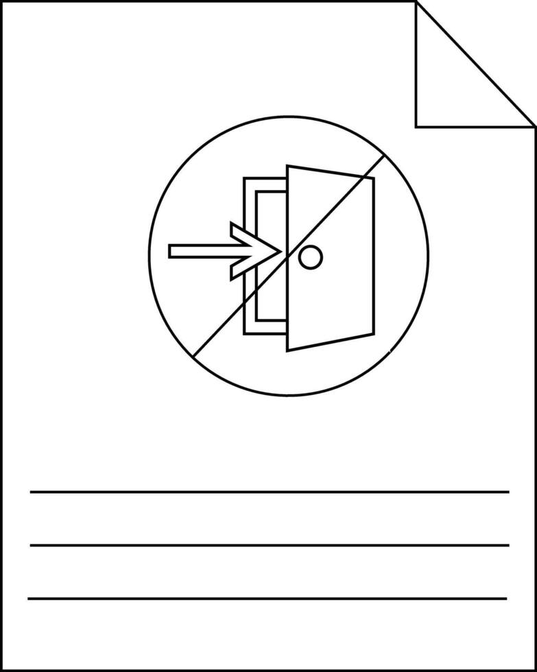 A document shows a circle crossed out with an arrow entering a door Lines follow vector