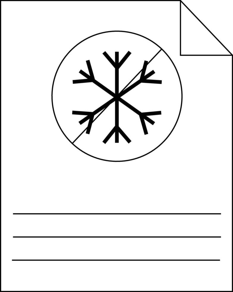 Black white image A document w snowflake symbol crossed out 3 lines for writing below vector