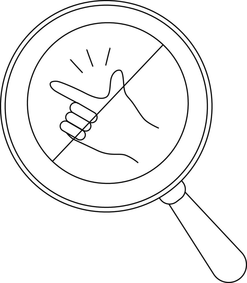 A magnified hand making a snapping gesture is crossed out with a line vector