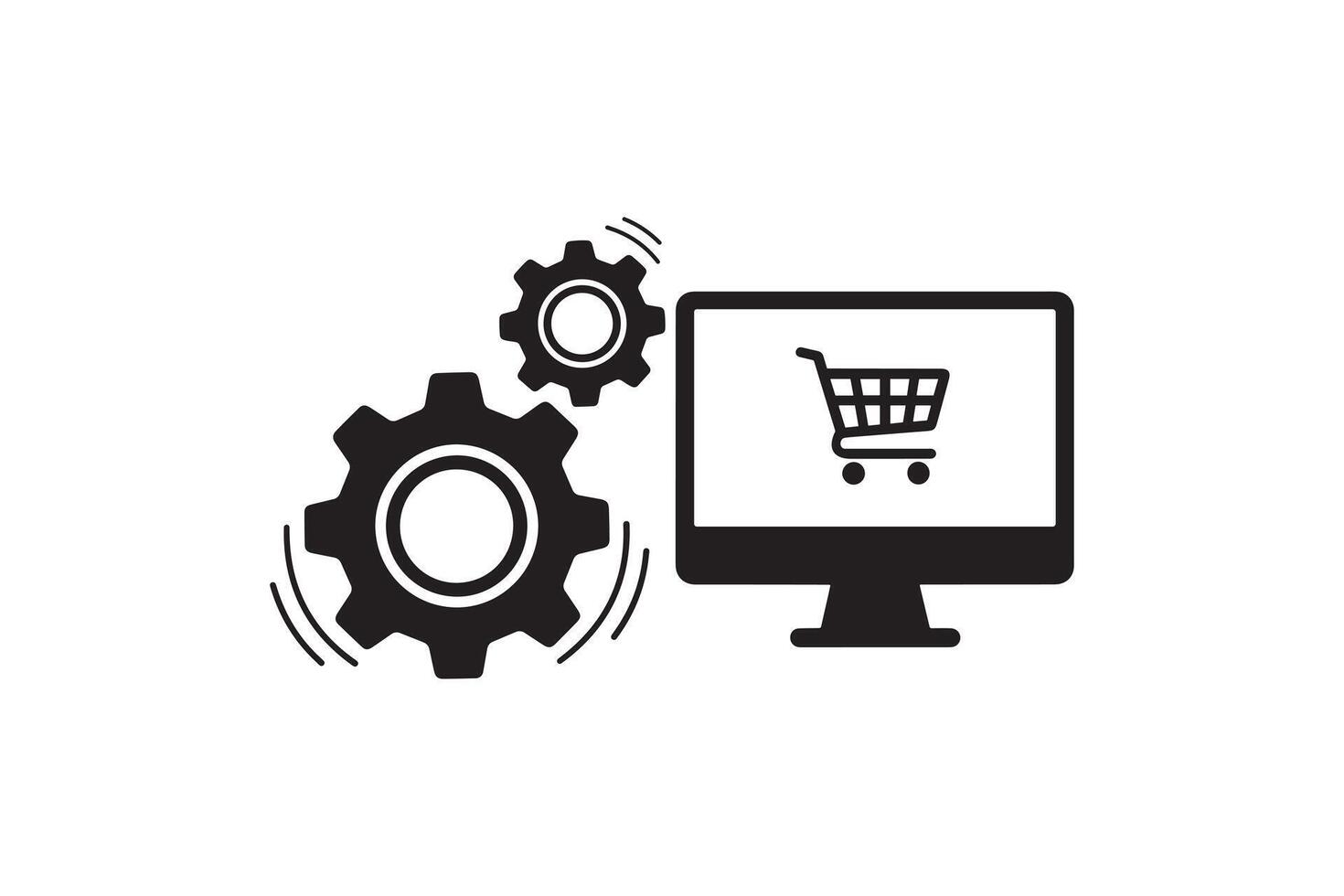 mi comercio administración sistema icono con engranajes y monitor vector