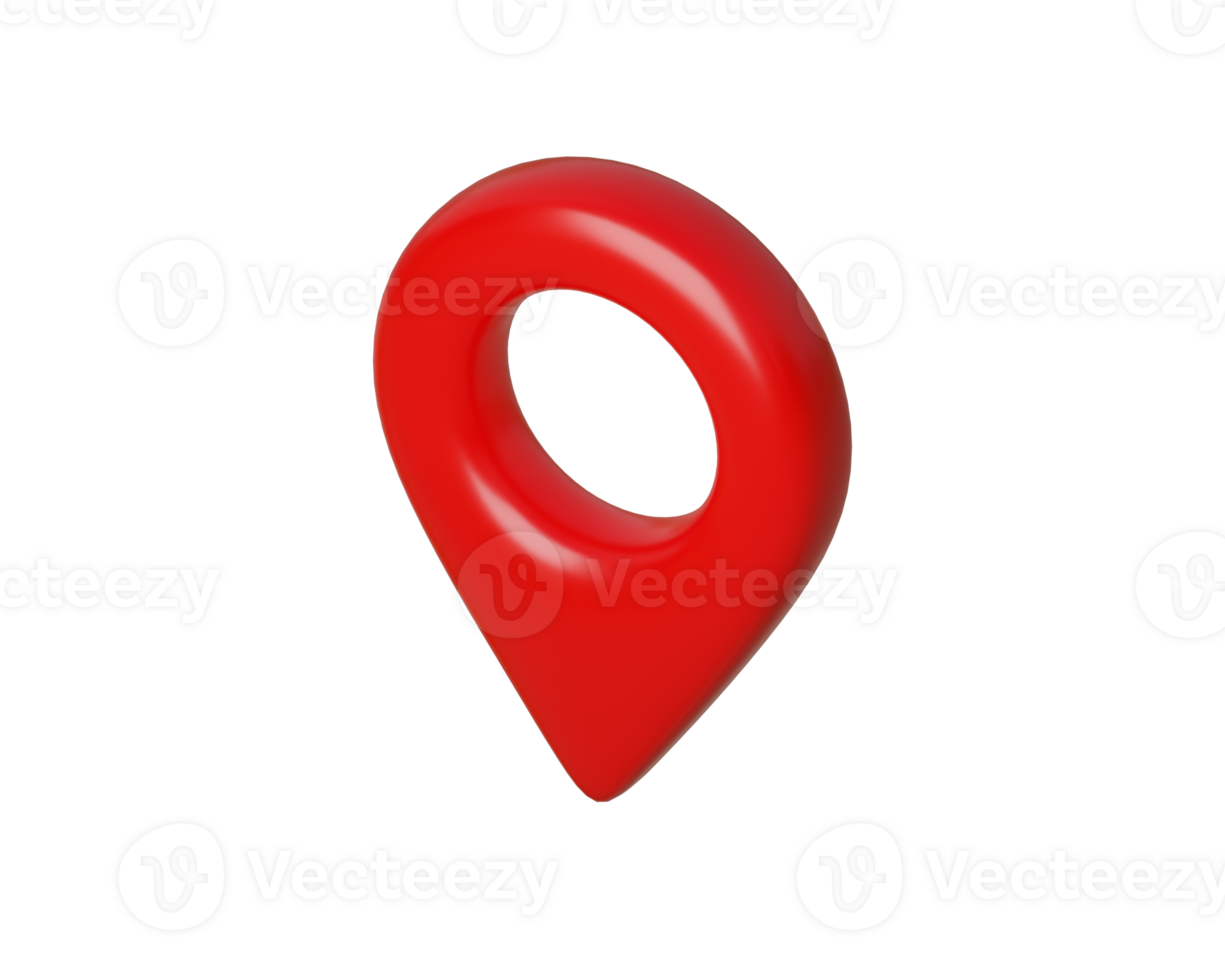 Red 3d Red Map Pin and Location pin. Geolocation Marker for Navigation Apps, Maps, GPS. Isometric view from above. 3d rendering png