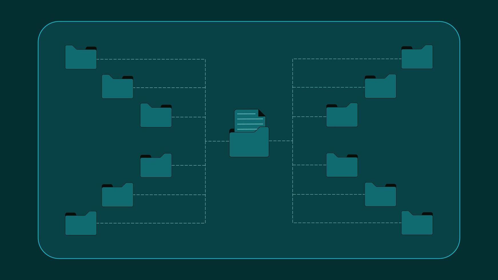 Clean file management background showing multiple connected folders around a central document symbolizing data organization structure workflow storage system and digital information management vector