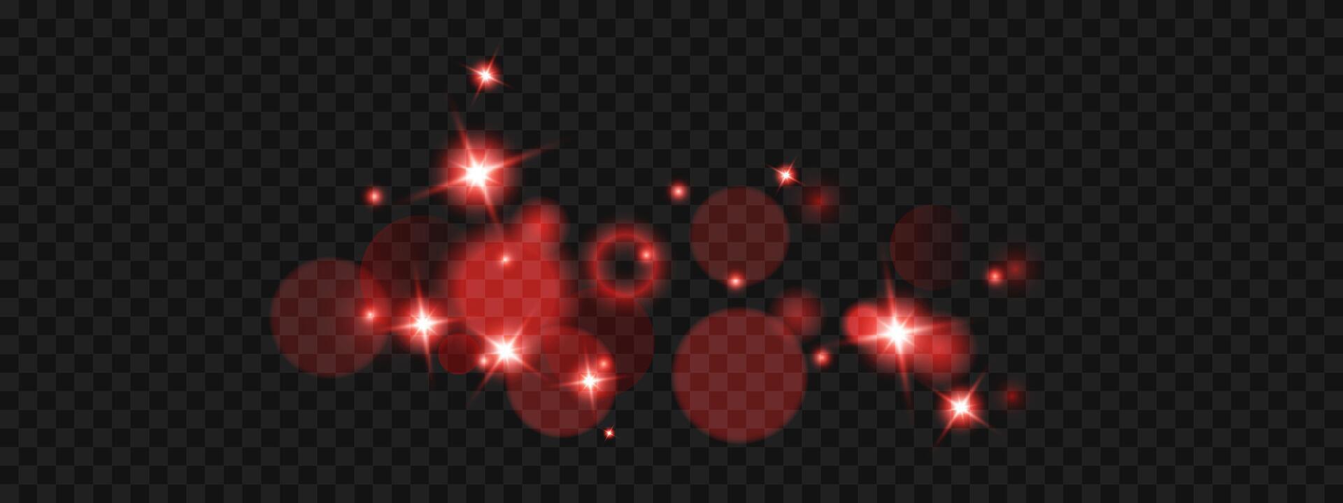 Red bokeh lights create a warm abstract background with soft sparkles and glowing particles, perfect for festive designs and atmospheric holiday compositions with elegant blur effects. vector