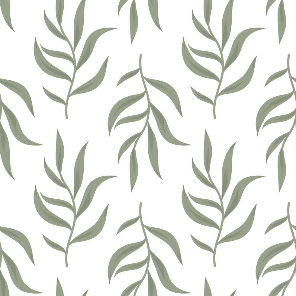 Large leaf seamless pattern, flowing foliage. Leaf flow repeat, botanical background. Flowing leaf tile, nature pattern illustration vector