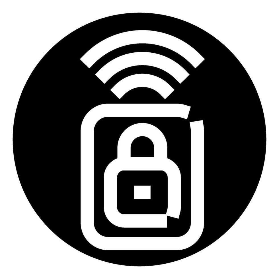 Smart padlock icon sending wireless signal for security vector