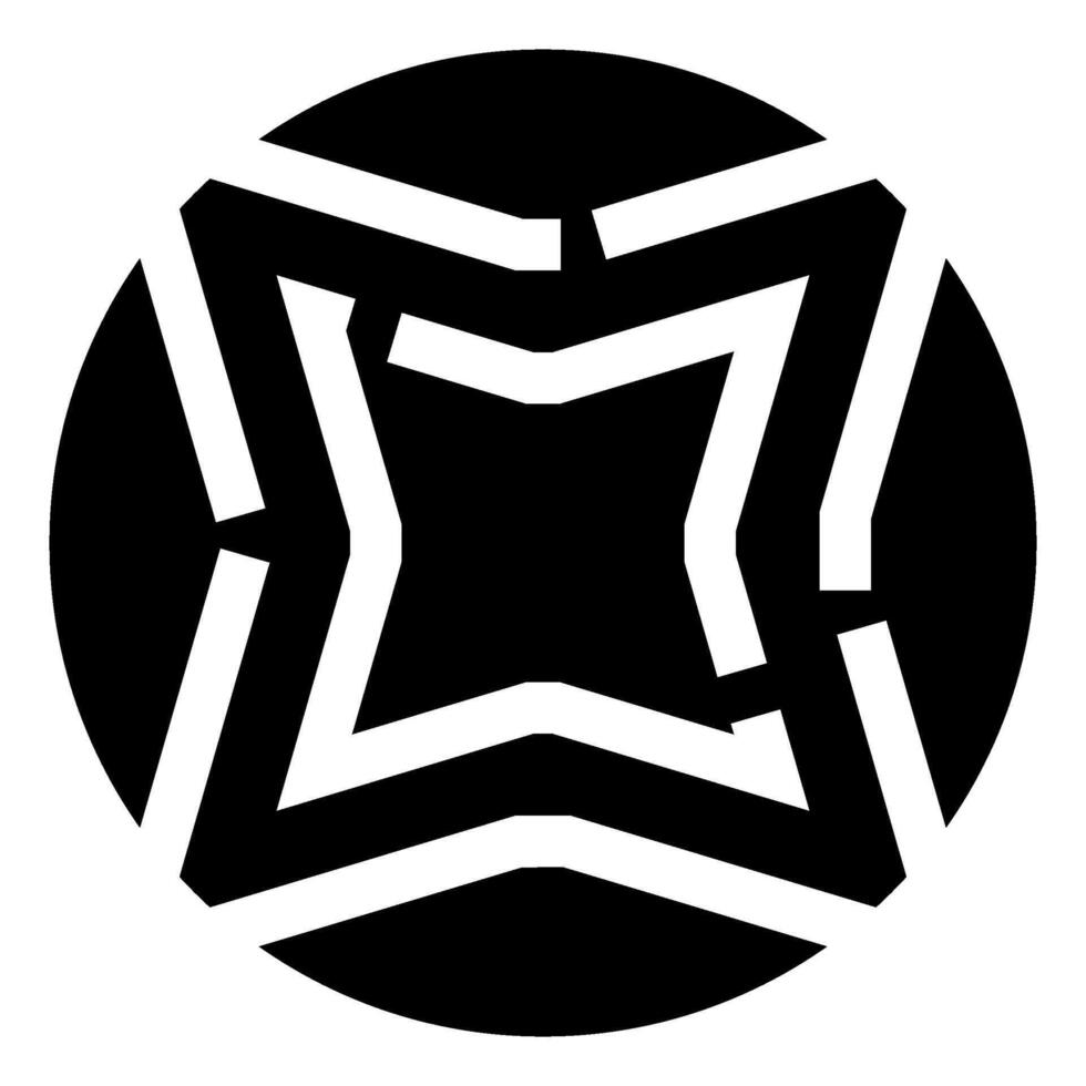 Abstract geometric star symbol creating interconnected lines inside circle vector