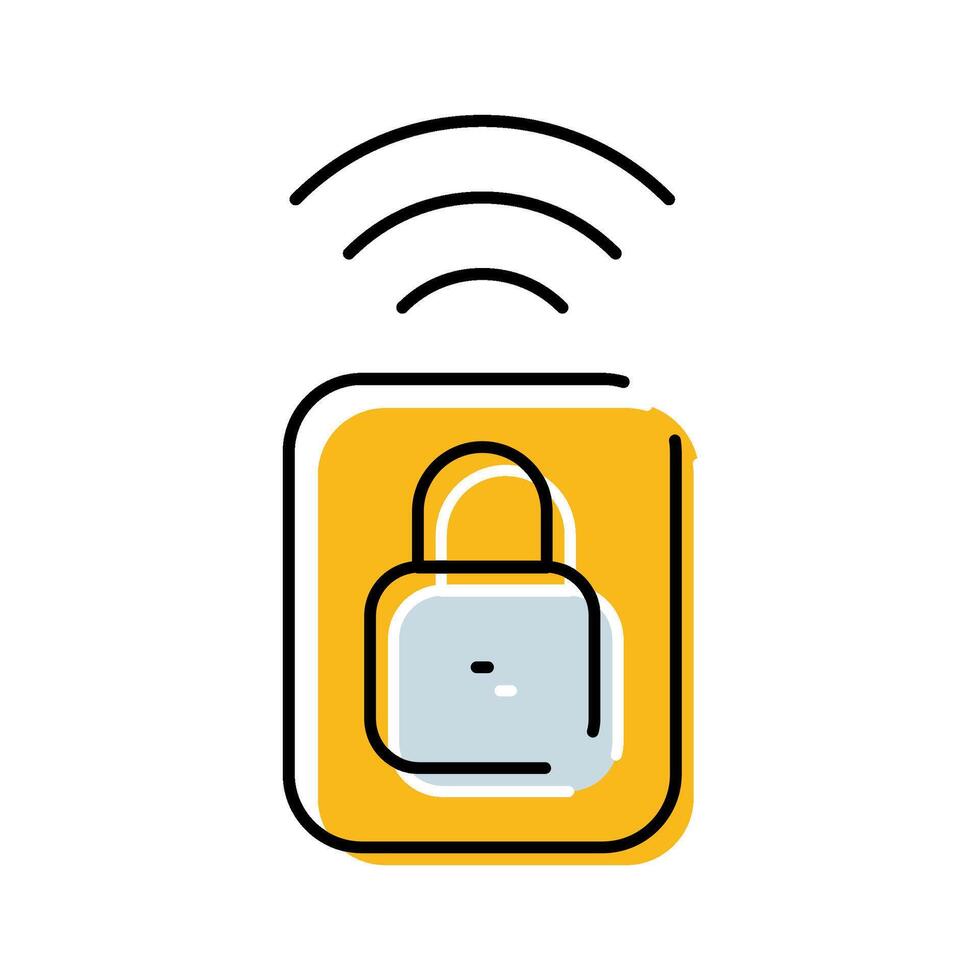 Smart lock icon sending wireless signal for security vector