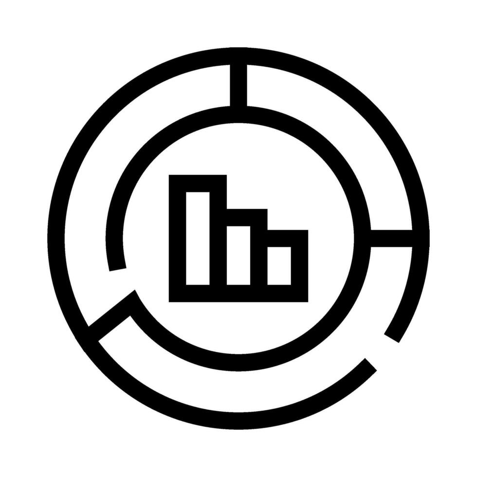 Circular chart icon showing declining bar graph vector