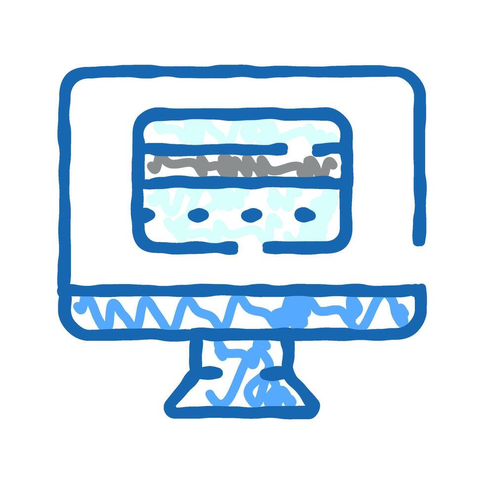 computadora monitor mostrando datos Procesando ilustración vector