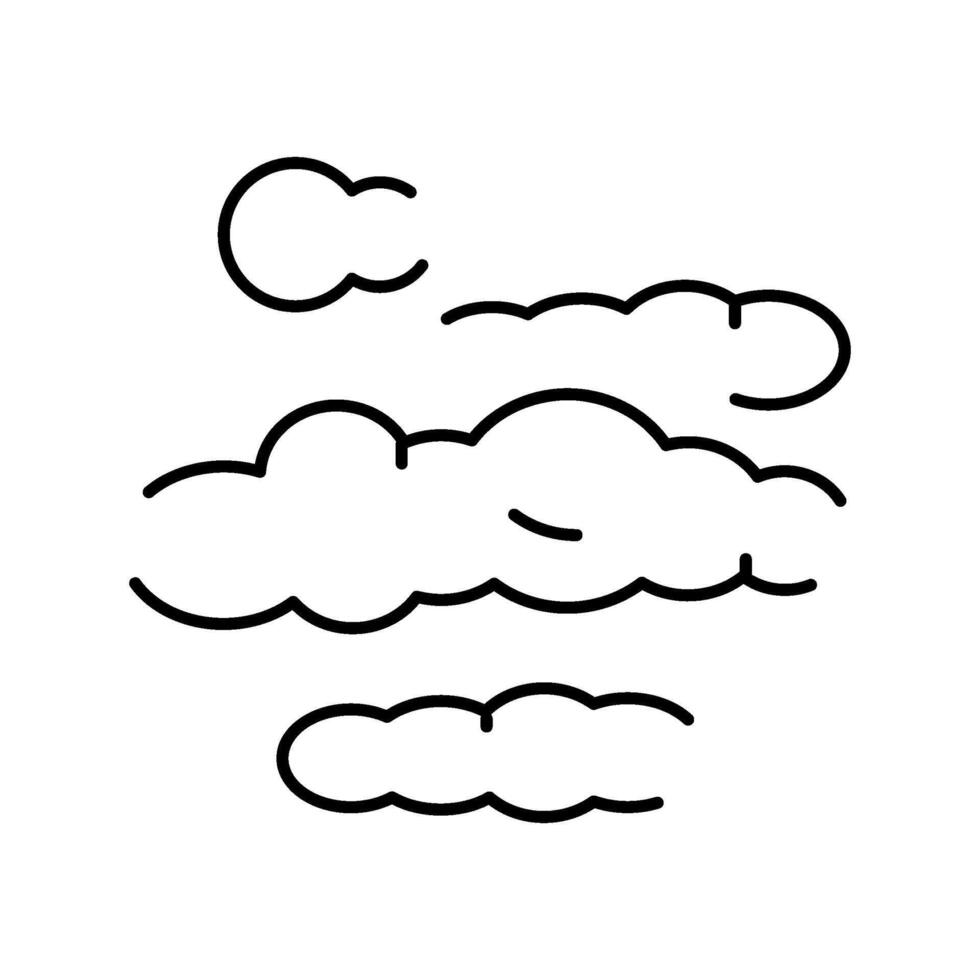 Clouds floating in sky drawing line art icon vector