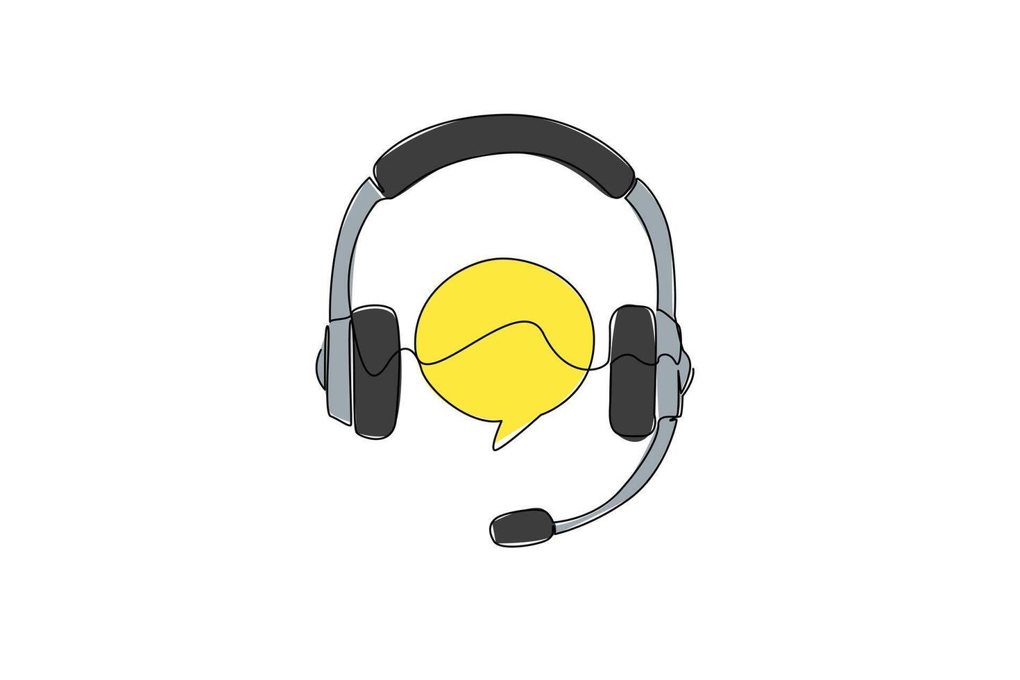 Single continuous line drawing customer support symbol. Working helping customers via phone. Helping from a distance. Job. International Customer Support Day. One line illustration vector