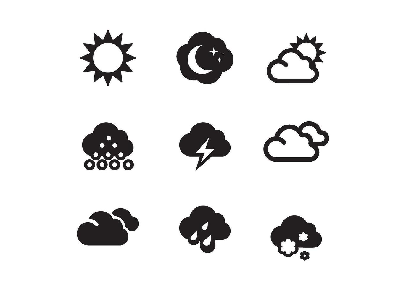 Weather widgets template icons for computing web and app stock illustration vector