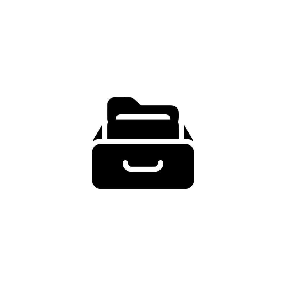 Simple Solid Style Drawer File Box Icon for Office and Organization vector