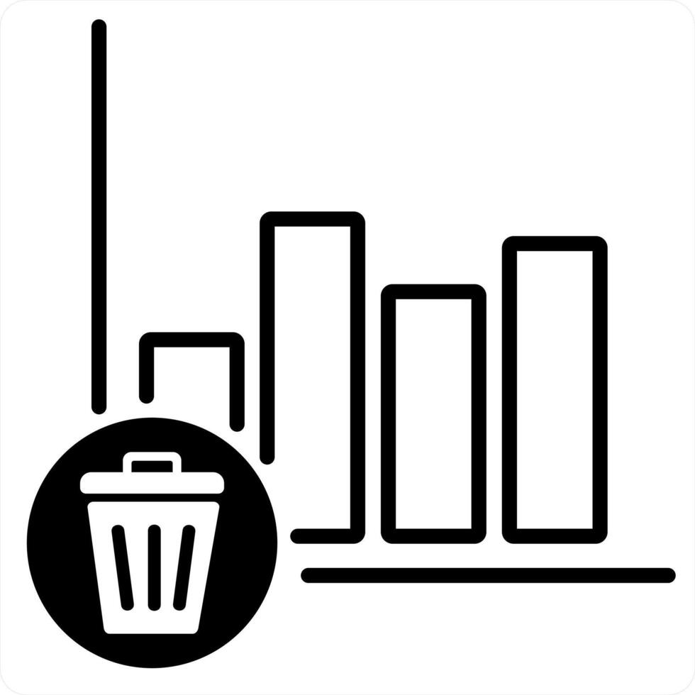 eliminar grafico y grafico icono concepto en negro línea color vector