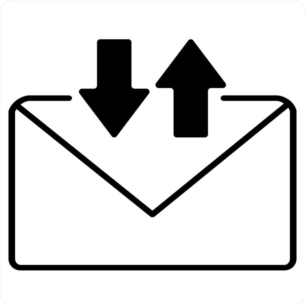 Synchronize Message and message icon concept in black line color vector