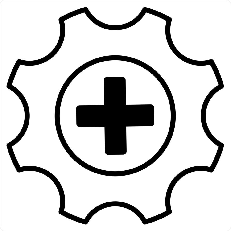Add Settings and settings icon concept in black line color vector
