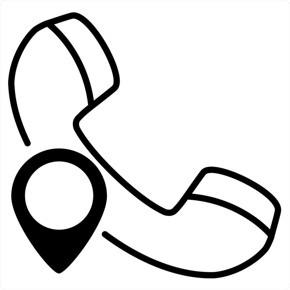 Call Location and calling icon concept in black line color vector