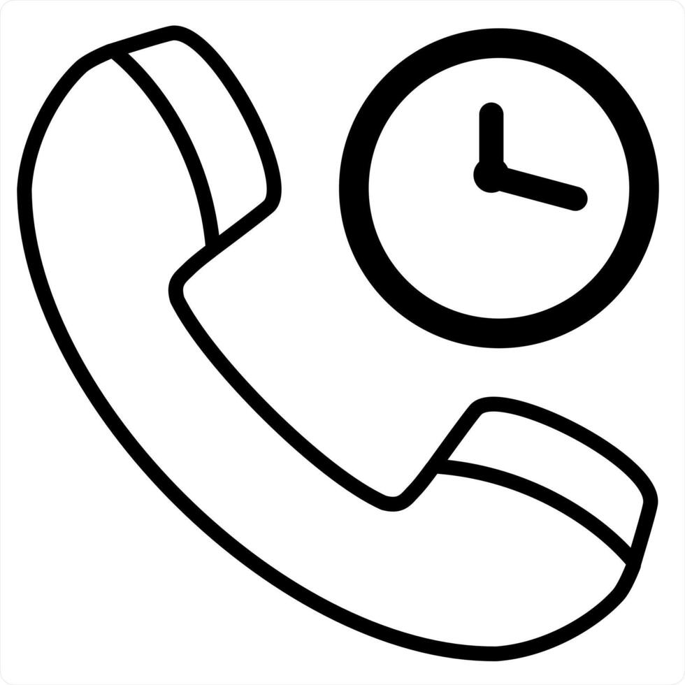 Call Time and calling icon concept in black line color vector
