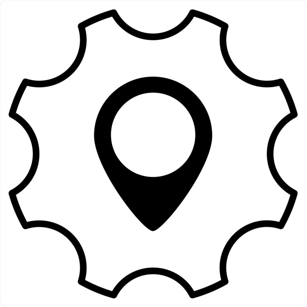 Location Setting and pin icon concept in black line color vector