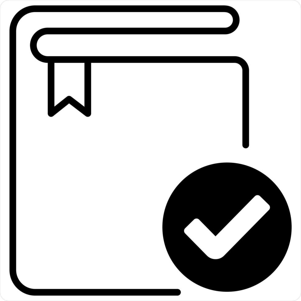 Right Document and Correct Icon Concept in black line color vector