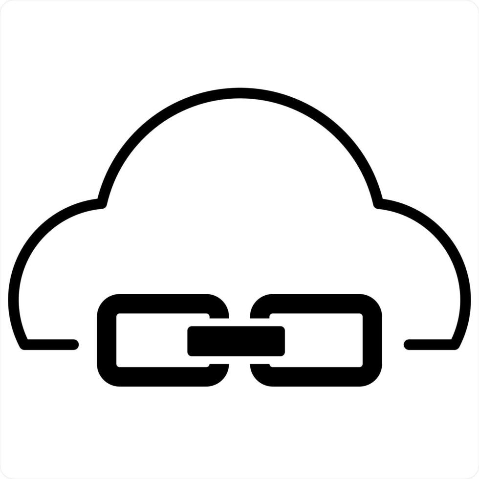 Link Cloud and chain icon concept in black line color vector