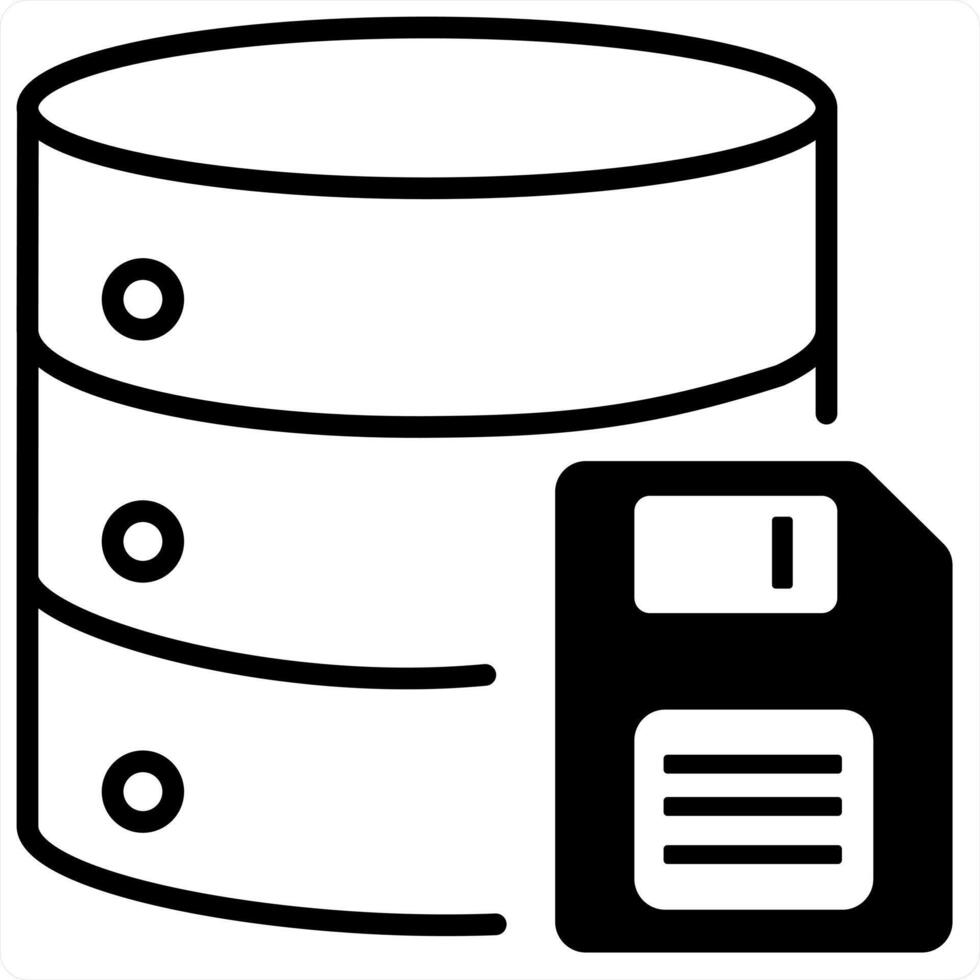 Server and floppy icon concept in black line color vector