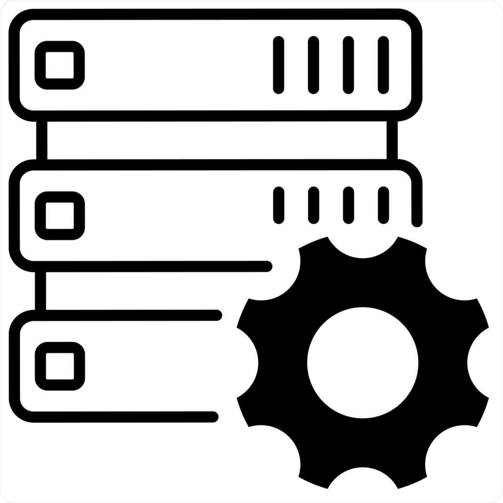 Server Settings and icon concept in black line color vector
