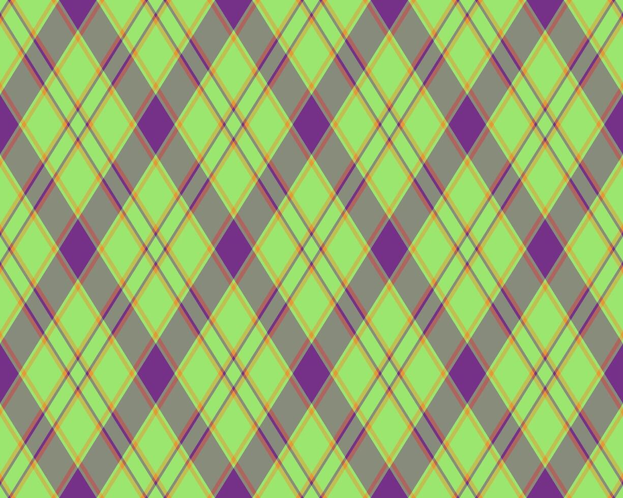 Vibrant lime green, purple, and gray diagonal plaid pattern. Perfect for textile design, website backgrounds, or adding a pop of color to any project. vector
