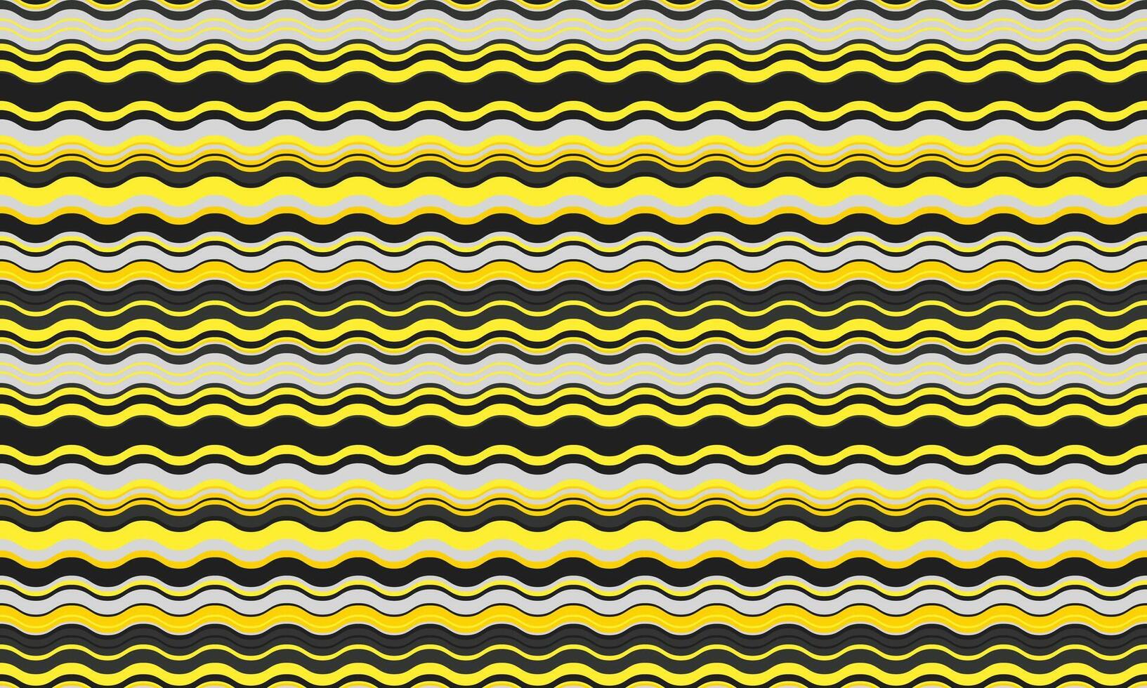 Vibrant wavy stripes in yellow, black, and grey create a dynamic, modern pattern. Perfect for textile design, website backgrounds, or any project needing a bold, energetic aesthetic. vector