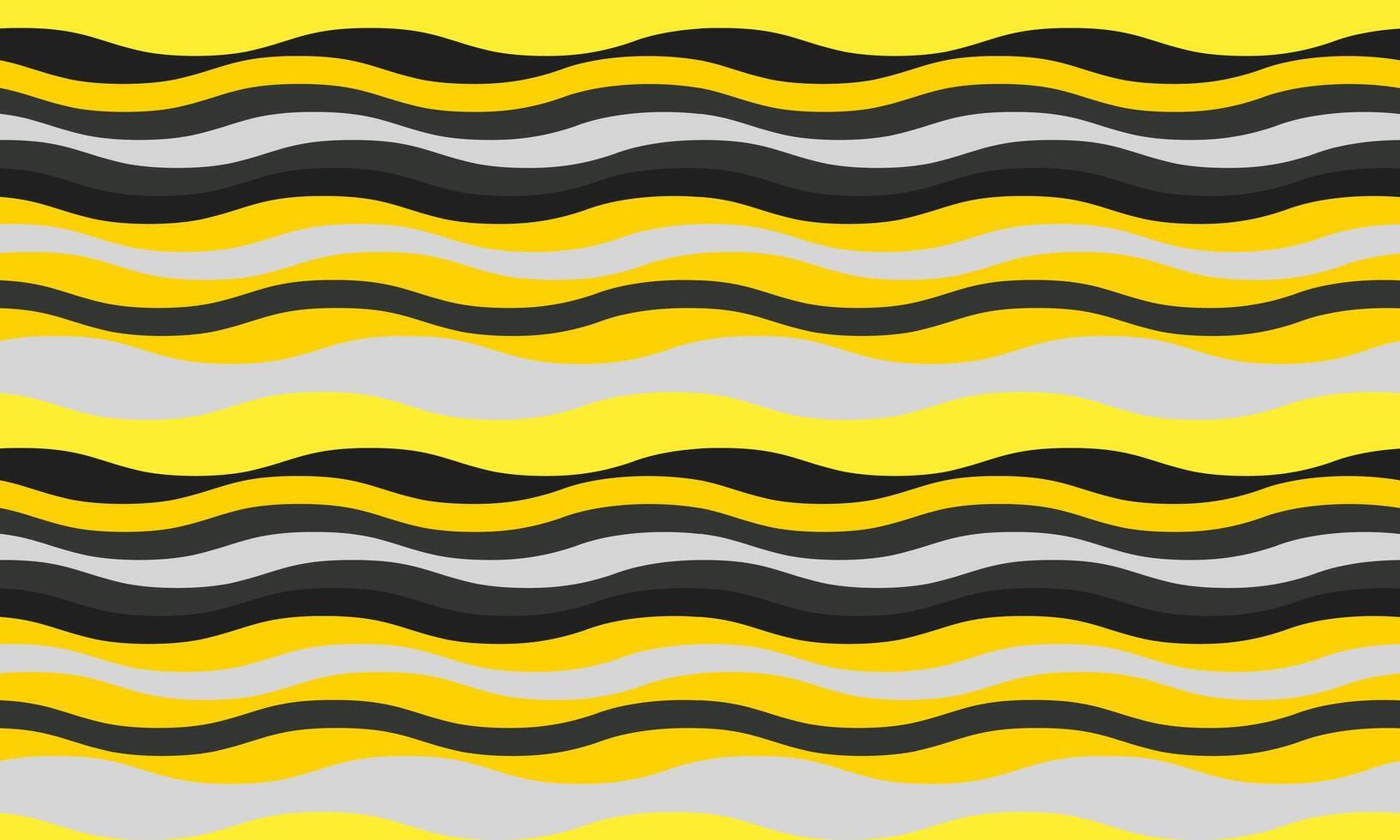 Vibrant yellow, gray, and black wavy stripes create a dynamic, seamless pattern. Perfect for backgrounds, textiles, or website designs, this image evokes energy and fluidity. vector