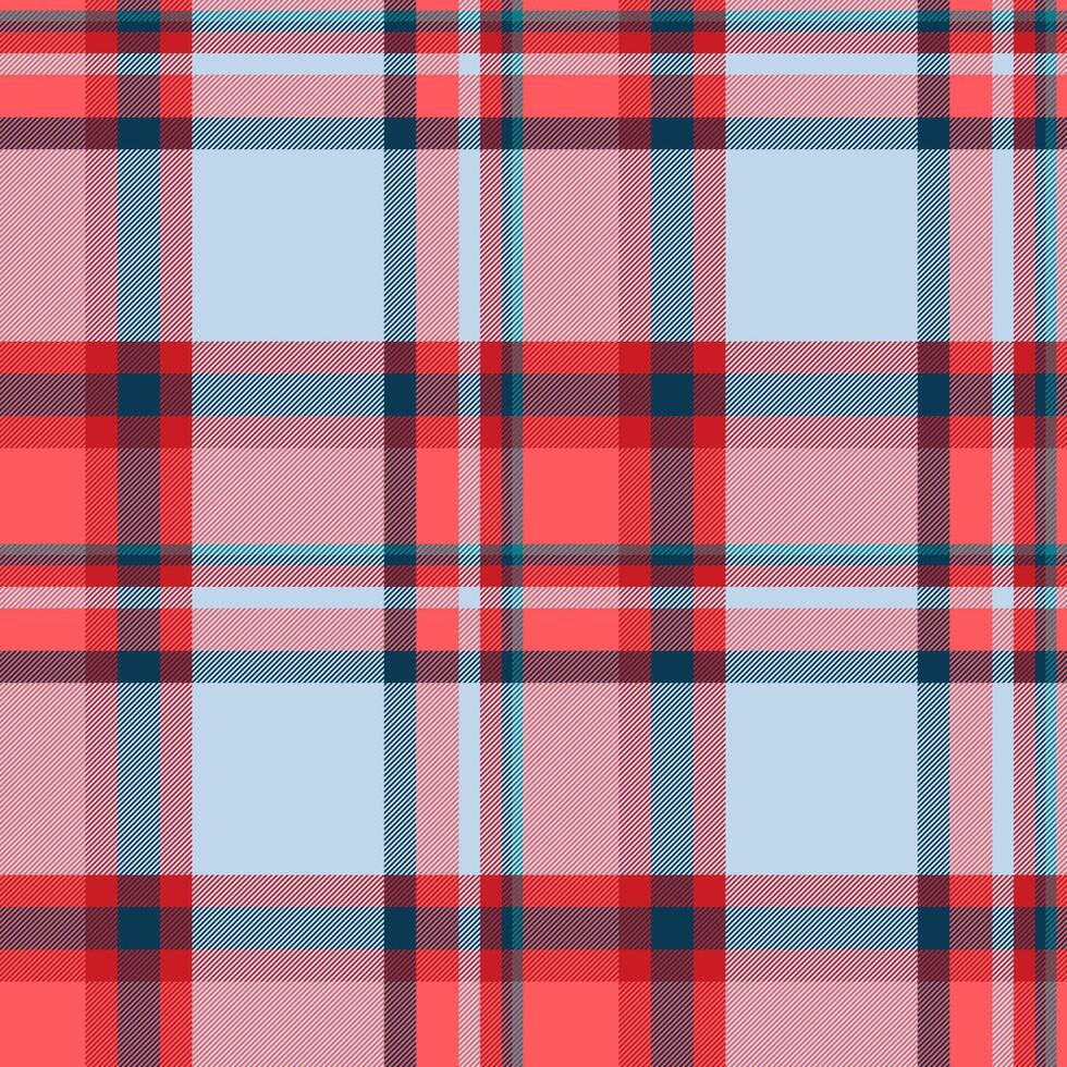 Cross pattern texture check, place textile fabric. Newborn background plaid seamless tartan in red and light colors. vector
