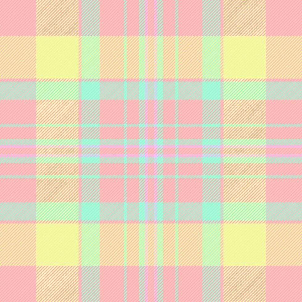 Tailor check plaid seamless, site tartan background texture. 70s fabric textile pattern in light and lime colors. vector