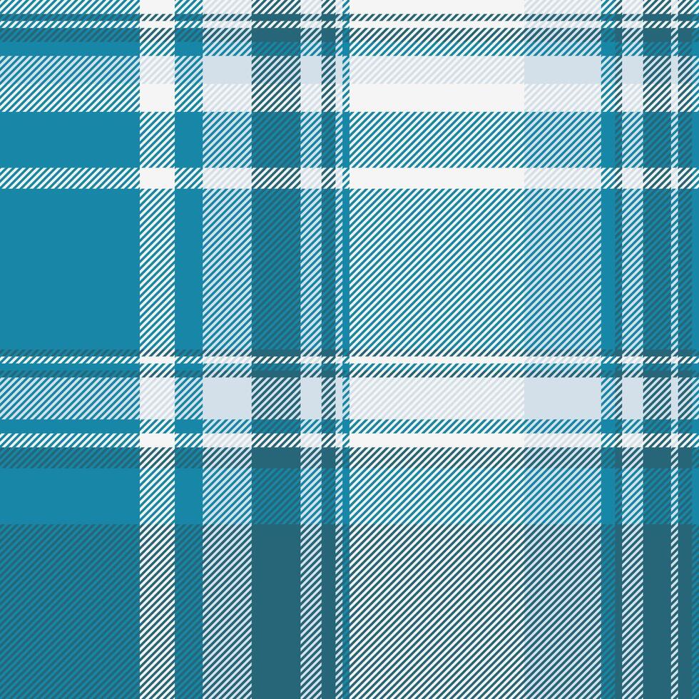 Trendy plaid pattern in teal and white tones. Perfect for backgrounds, textiles, or digital design projects. Seamless, versatile, and visually appealing. vector
