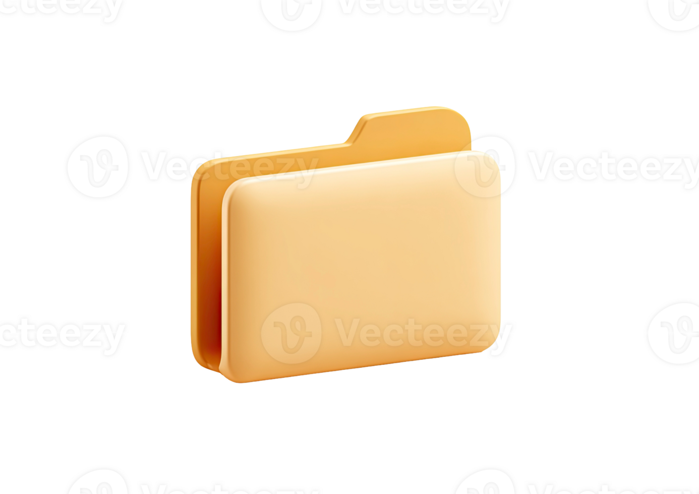 Golden 3D folder icon representing digital data storage and organization isolated on transparent background png