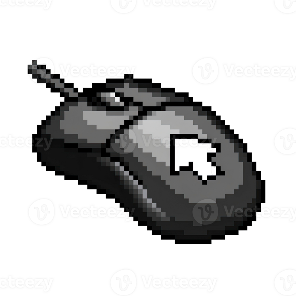 retrò pixel arte computer topo con un' bianca freccia cursore icona per digitale interfaccia isolato su trasparente sfondo png