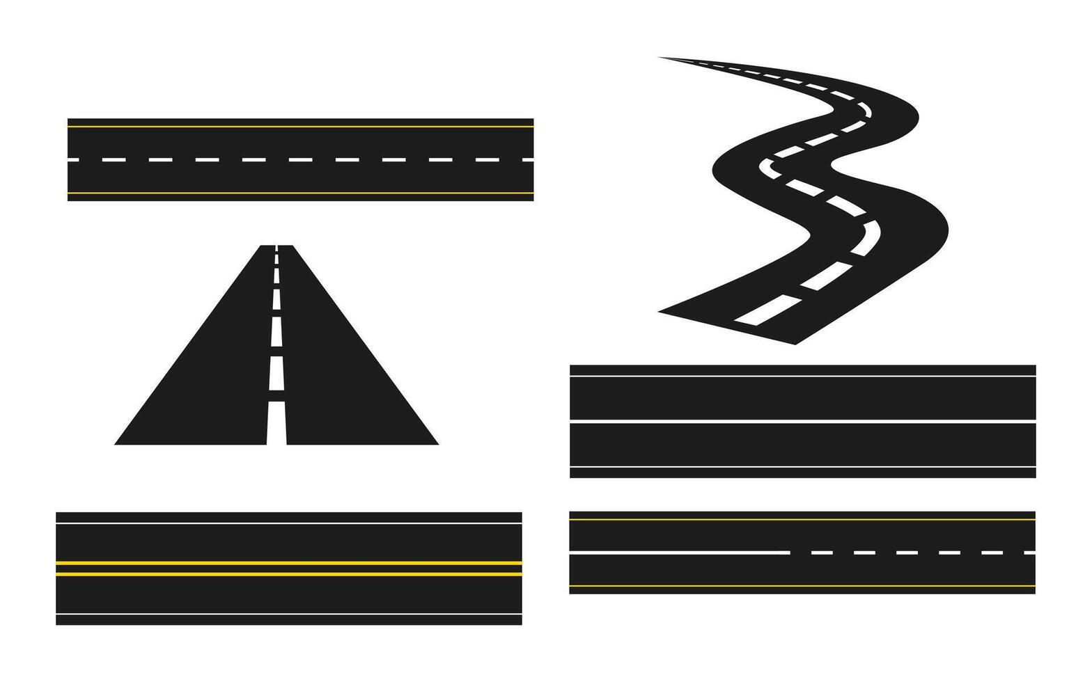 Set Of Flat Design Road And Highway Segment Elements Icons vector