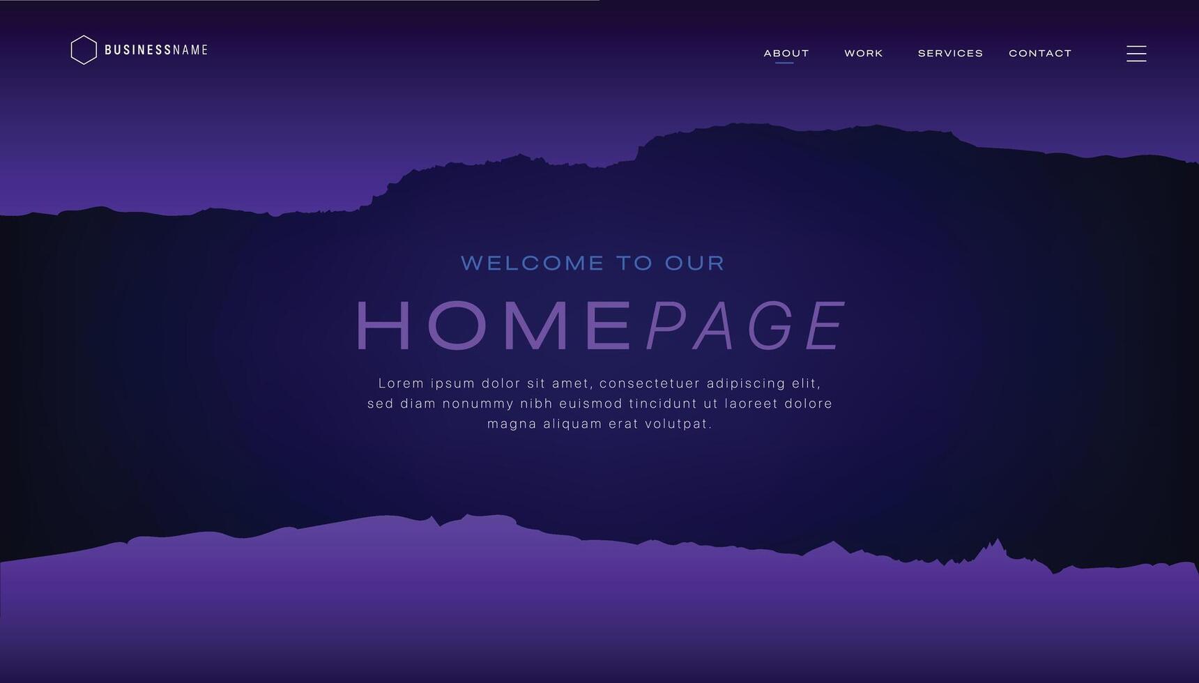 Dark Purple Homepage Website Header Background With Paper Tear Effect vector