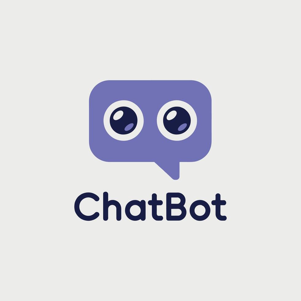 Minimalist Flat Style Chatbot Logo Featuring Simple Robot Icon for Support Services vector