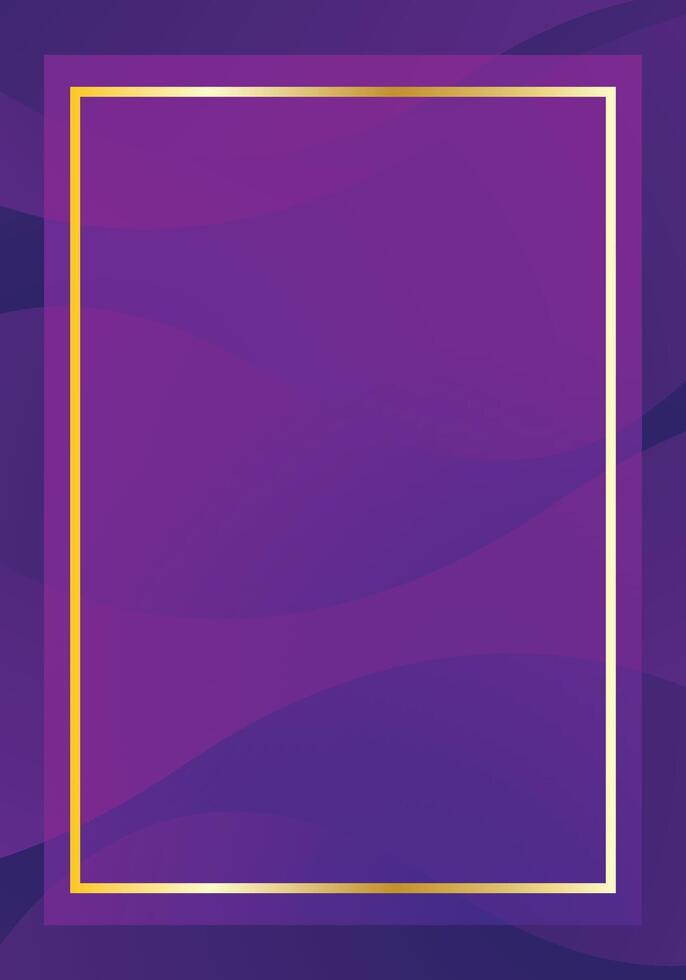 Gold frame with purple wave gradient abstract digital background vector